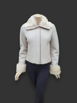 Eggshell Shearling Jacket -Medium