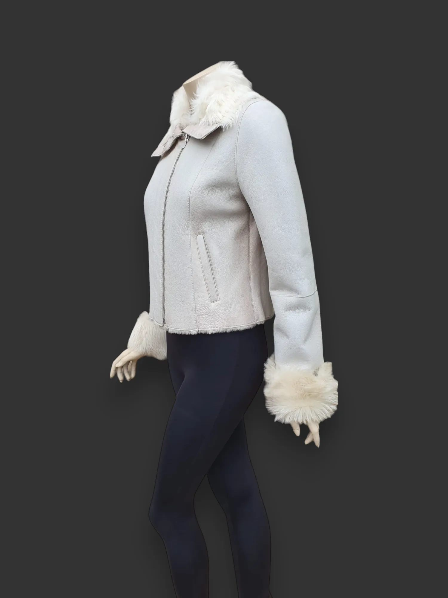 Eggshell Shearling Jacket -Medium