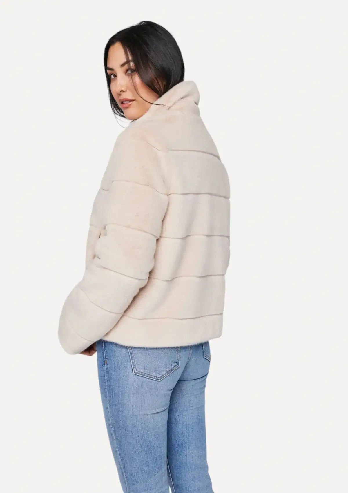 Ellington Fully Lined Faux Fur Jacket - Bone