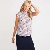 Floral Peter Pan Collar Ruffle Blouse