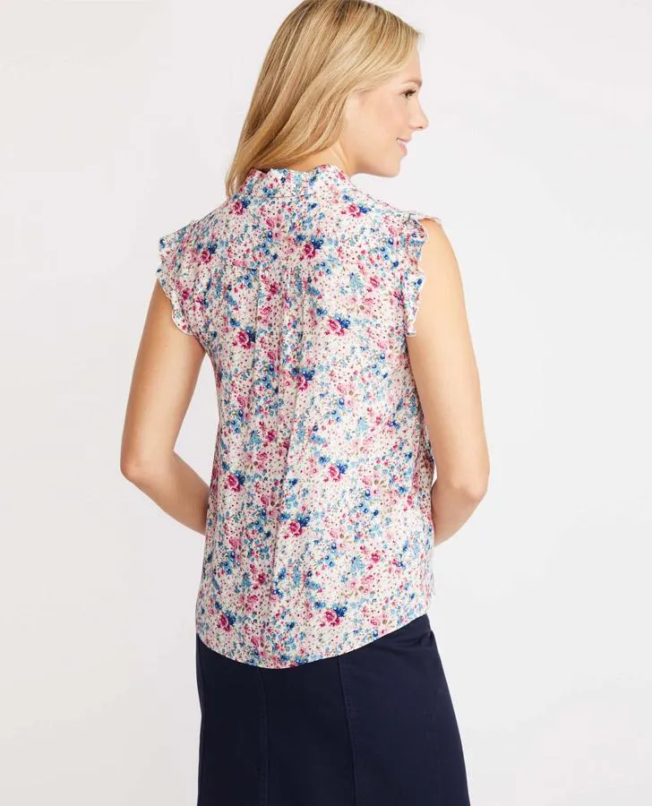 Floral Peter Pan Collar Ruffle Blouse