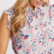 Floral Peter Pan Collar Ruffle Blouse