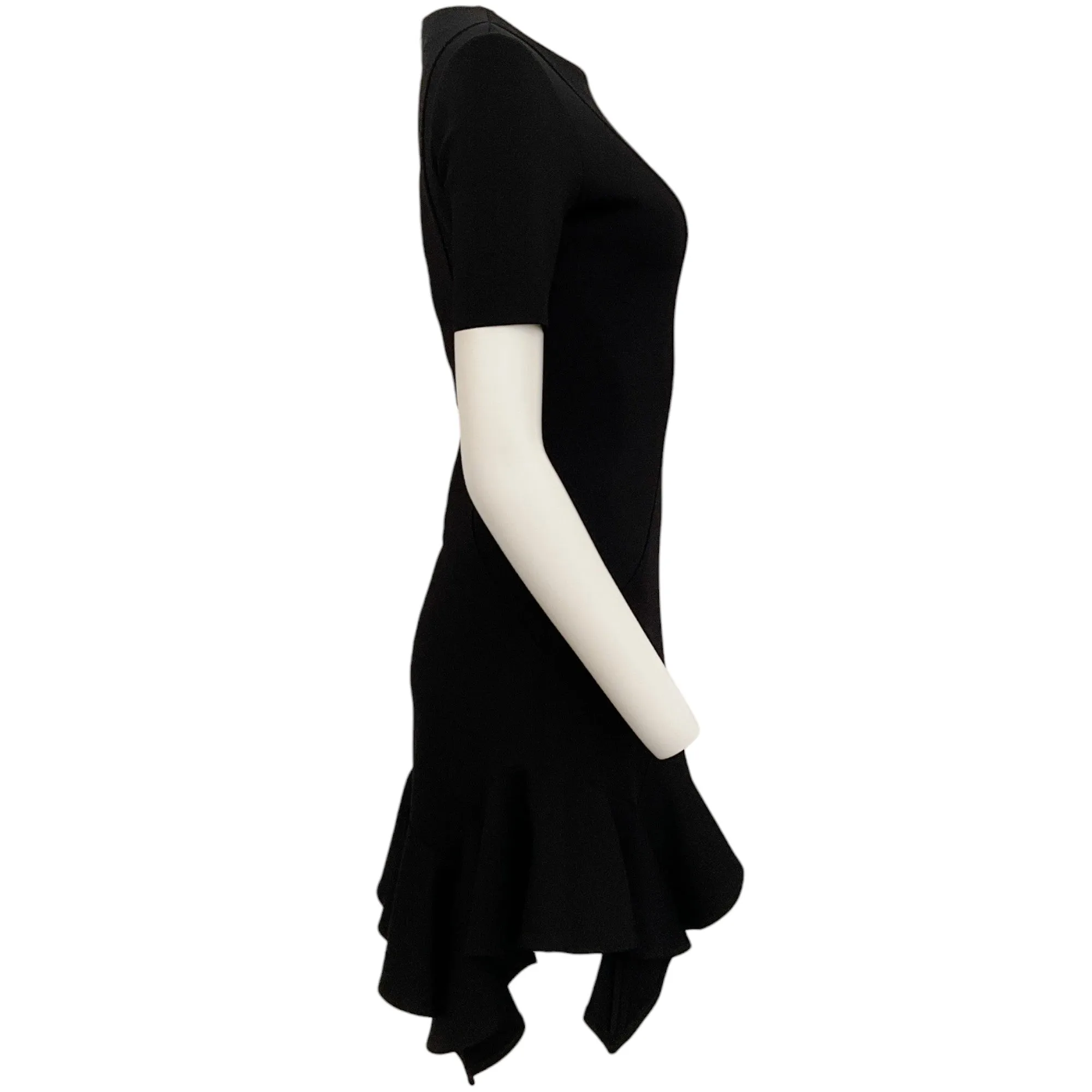 Givenchy Black Short Sleeve Dress with Asymmetrical Ruffle Hem