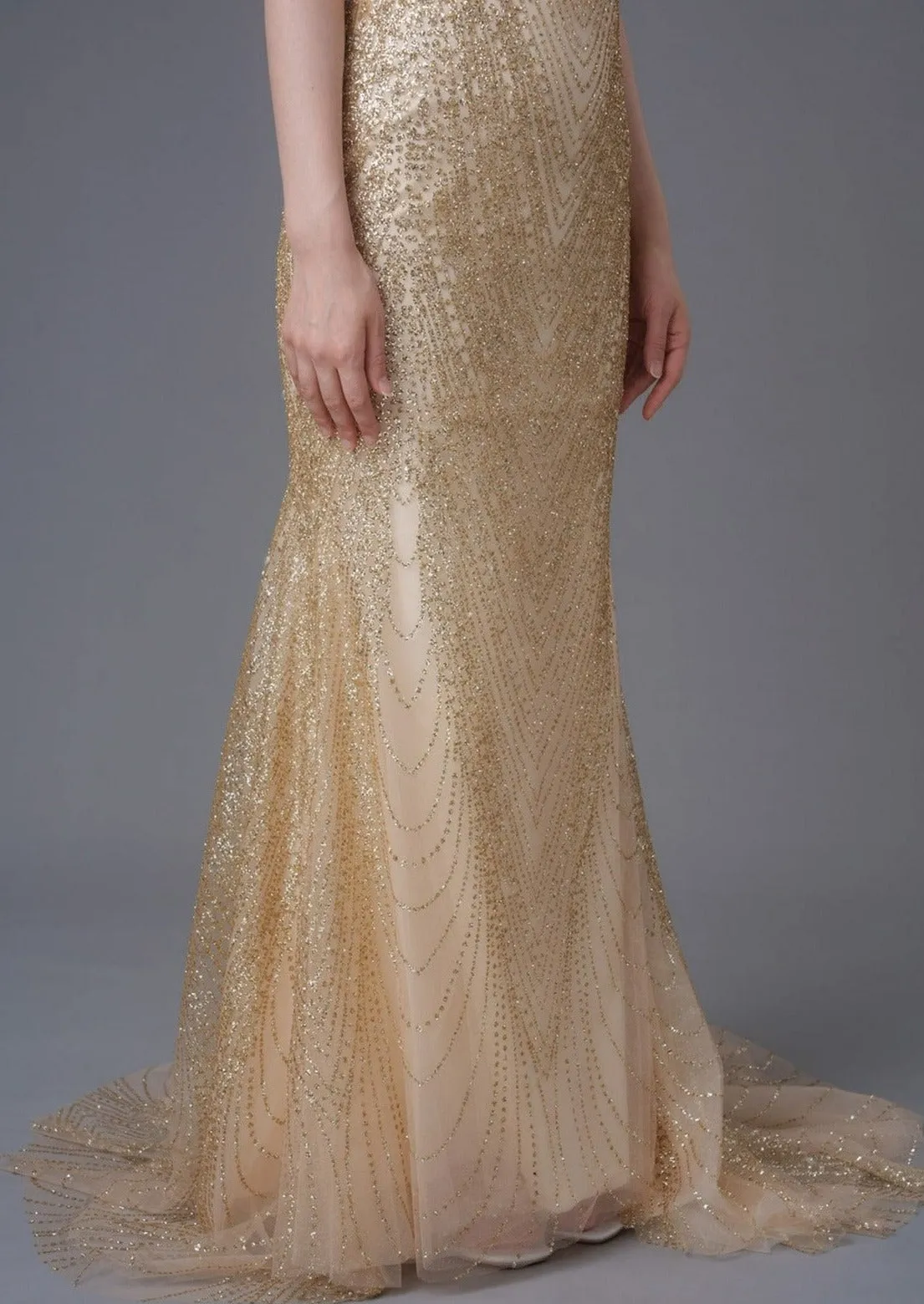 Golden Daffodil Mermaid Bridal Qipao - RTW