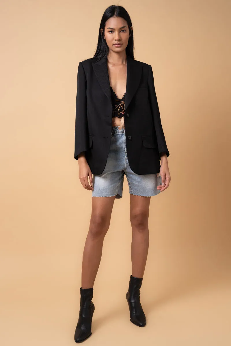 High Rise Button Fly Bermuda Shorts