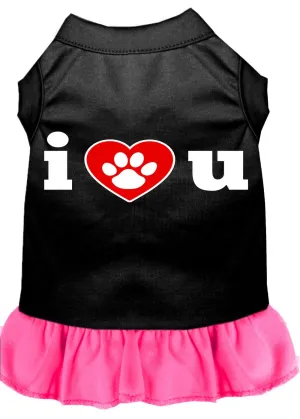 I Heart You Screen Print Dress Black With Bright Pink Sm (10)