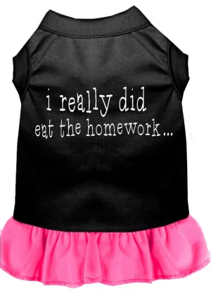 I Really Did Eat The Homework Screen Print Dress Black With Bright Pink Lg (14)