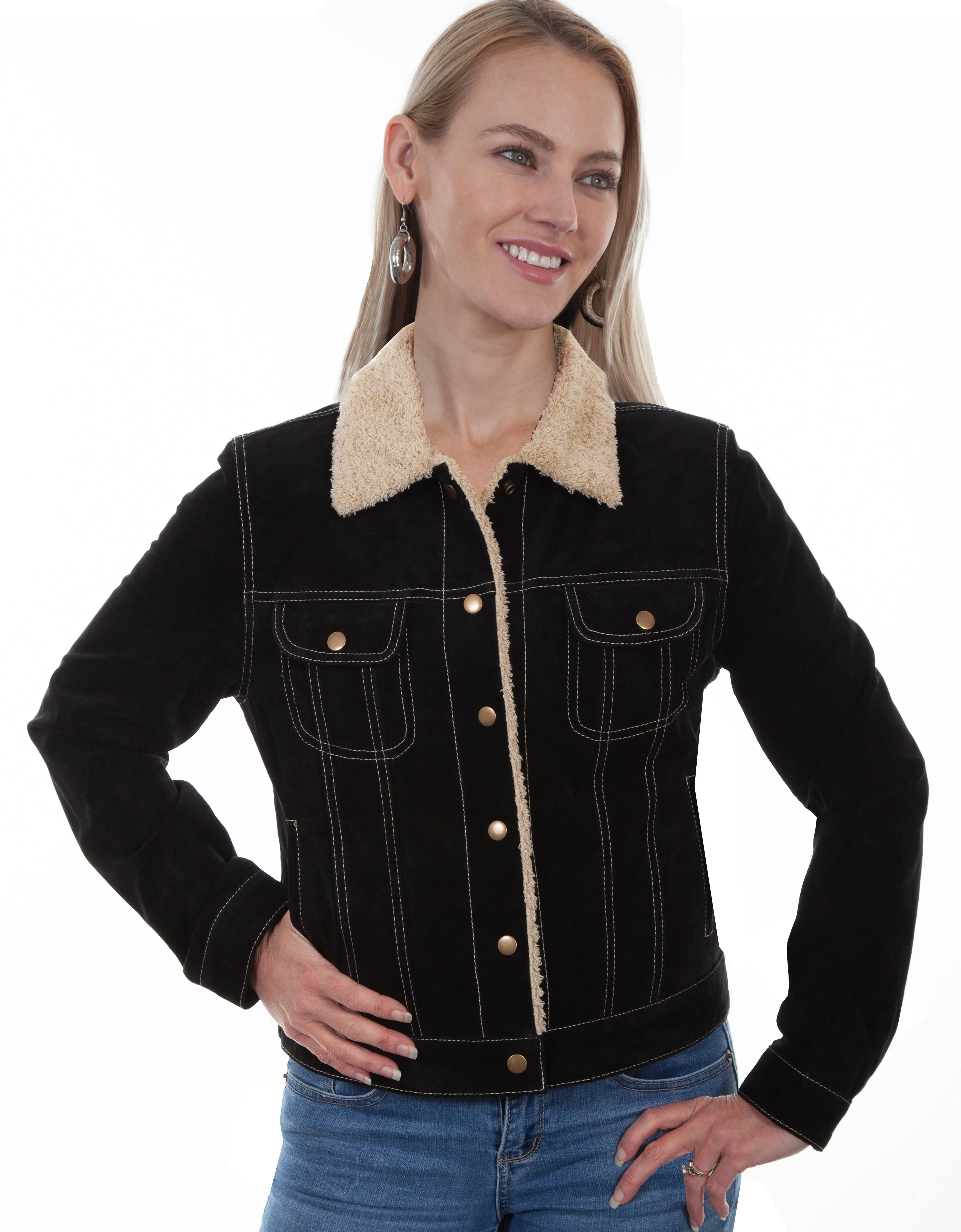 Jacket, Western Suede Leather Jean Jacket  - Style L1019