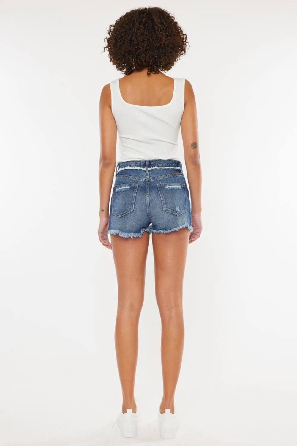 Kancan Distressed Button Fly Denim Shorts