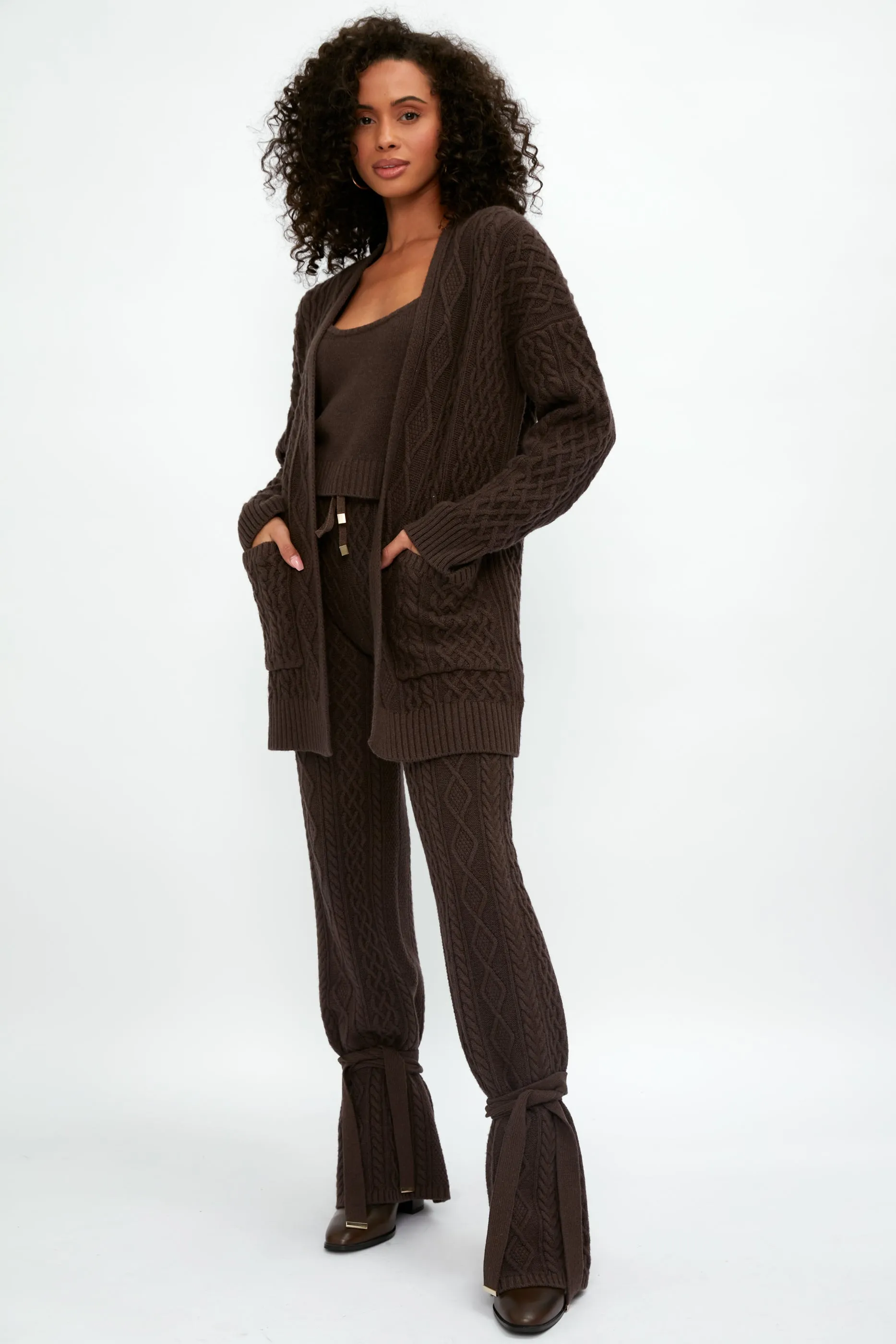 Knit Drawstring Pant in Chocolate