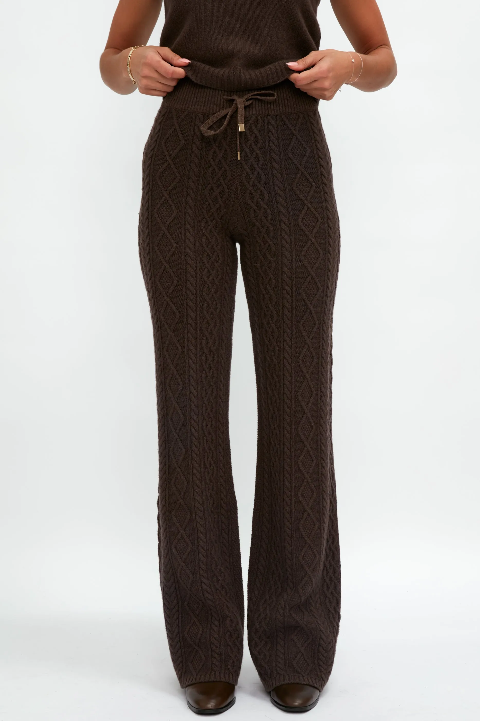 Knit Drawstring Pant in Chocolate