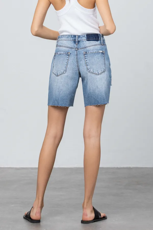 Lean On Me Distressed Bermuda Shorts