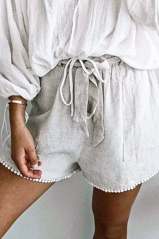 Linen Pom Pom shorts