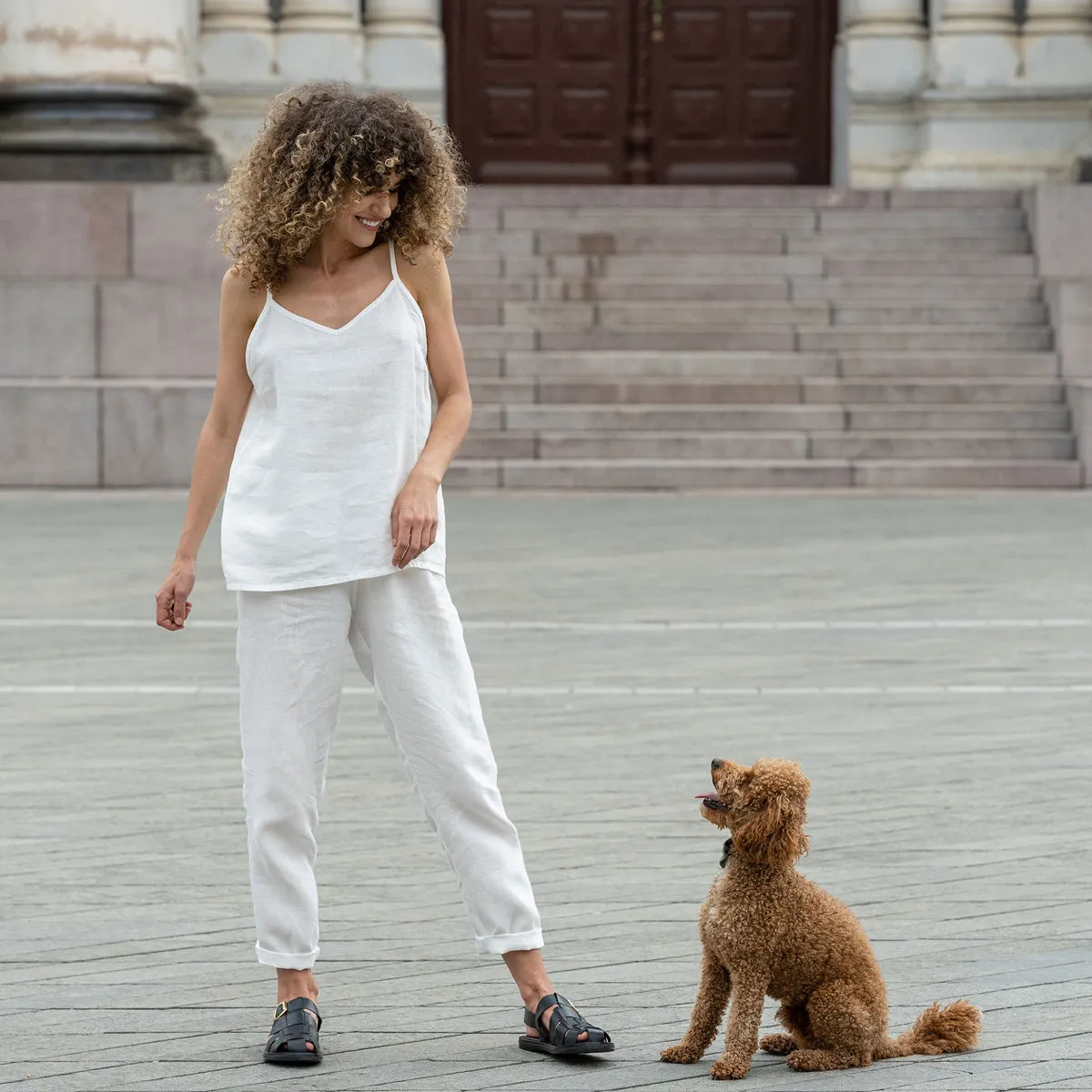 Linen Slip Top Kim Pure White