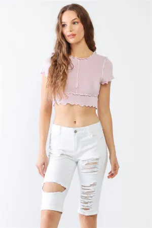 LITZ LA Distressed Bermuda Denim Shorts