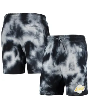 Los Angeles Lakers Men's Black Tie Dye Fleece Shorts New Era Black