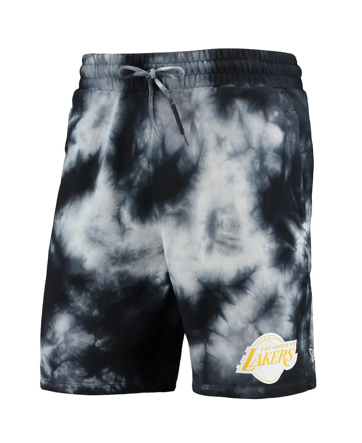 Los Angeles Lakers Men's Black Tie Dye Fleece Shorts New Era Black