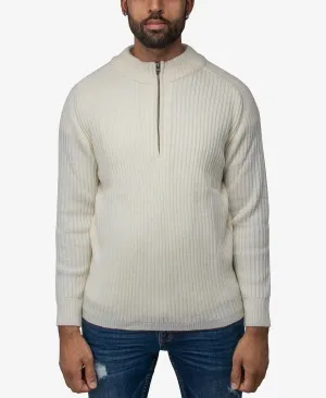 Men's Ribbed Stand Neck Sweater with Quarter Zip X-Ray