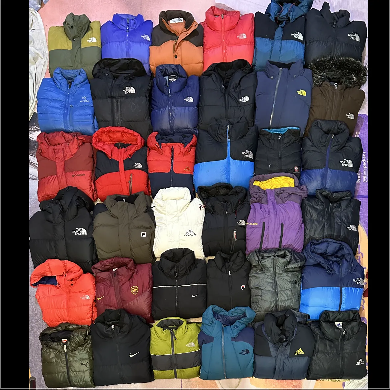 Mix branded vintage puffer jackets 36 pieces