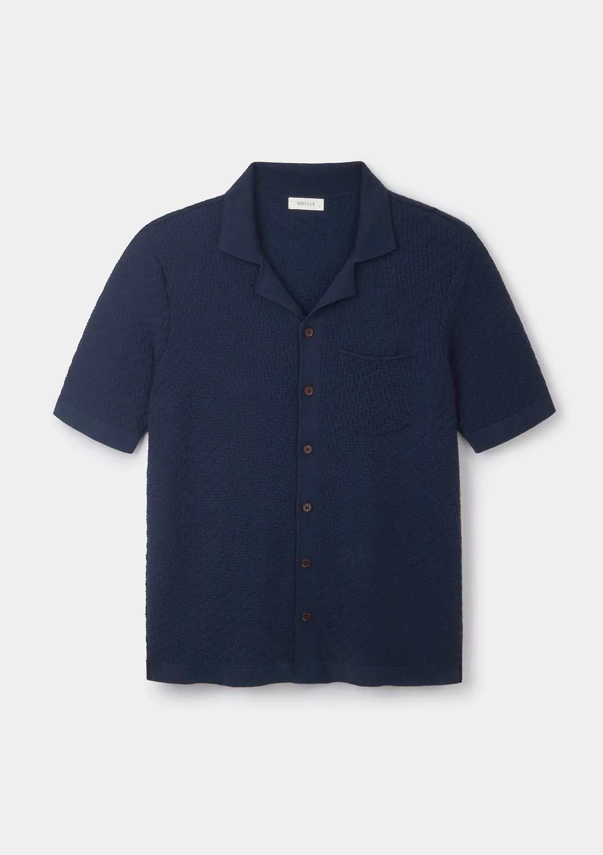 Navy Herringbone Knit Polo