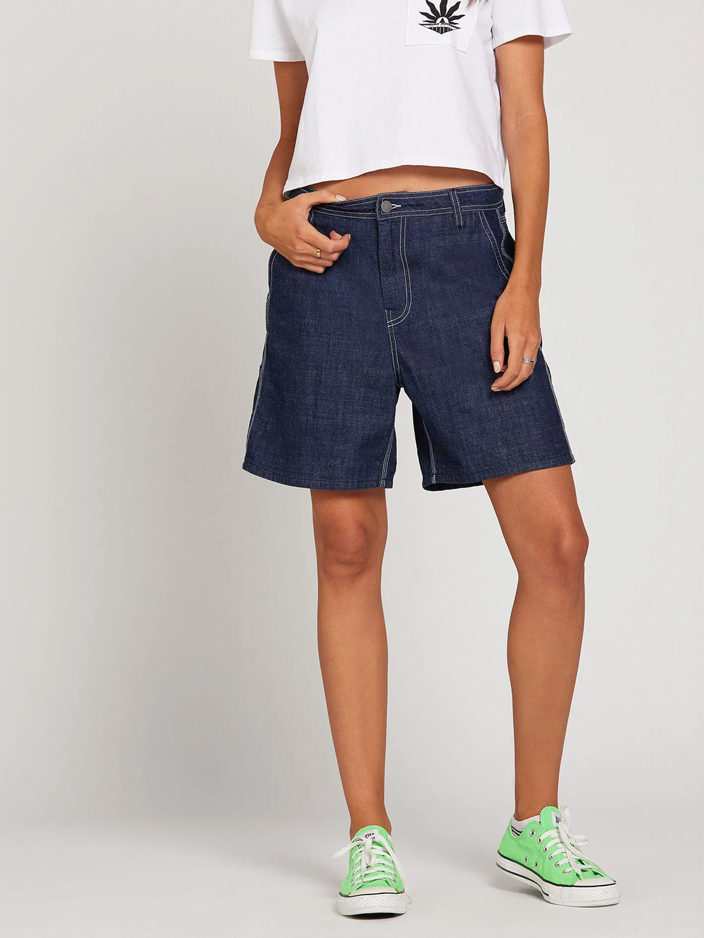 Painterly Denim Short - Service Blue