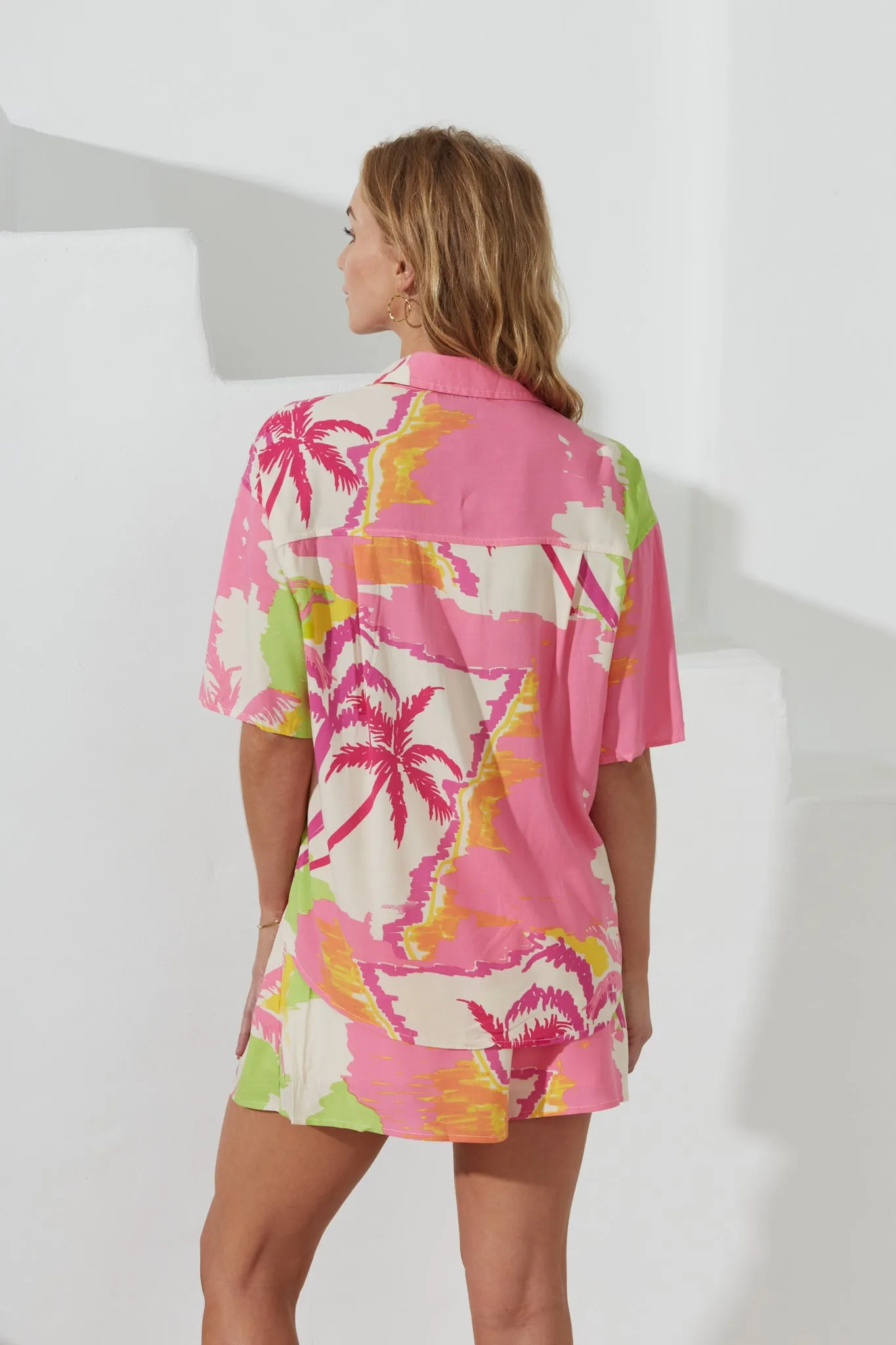 Paradisio Pink Tropical Drawstring Shorts