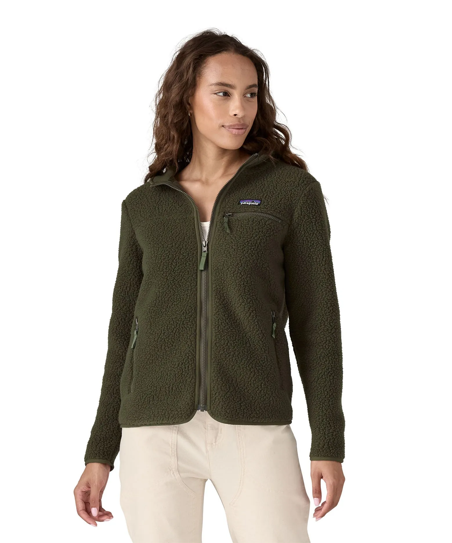 Patagonia Women's Retro Pile Fleece Hoody Jacket - Pine Needle Green