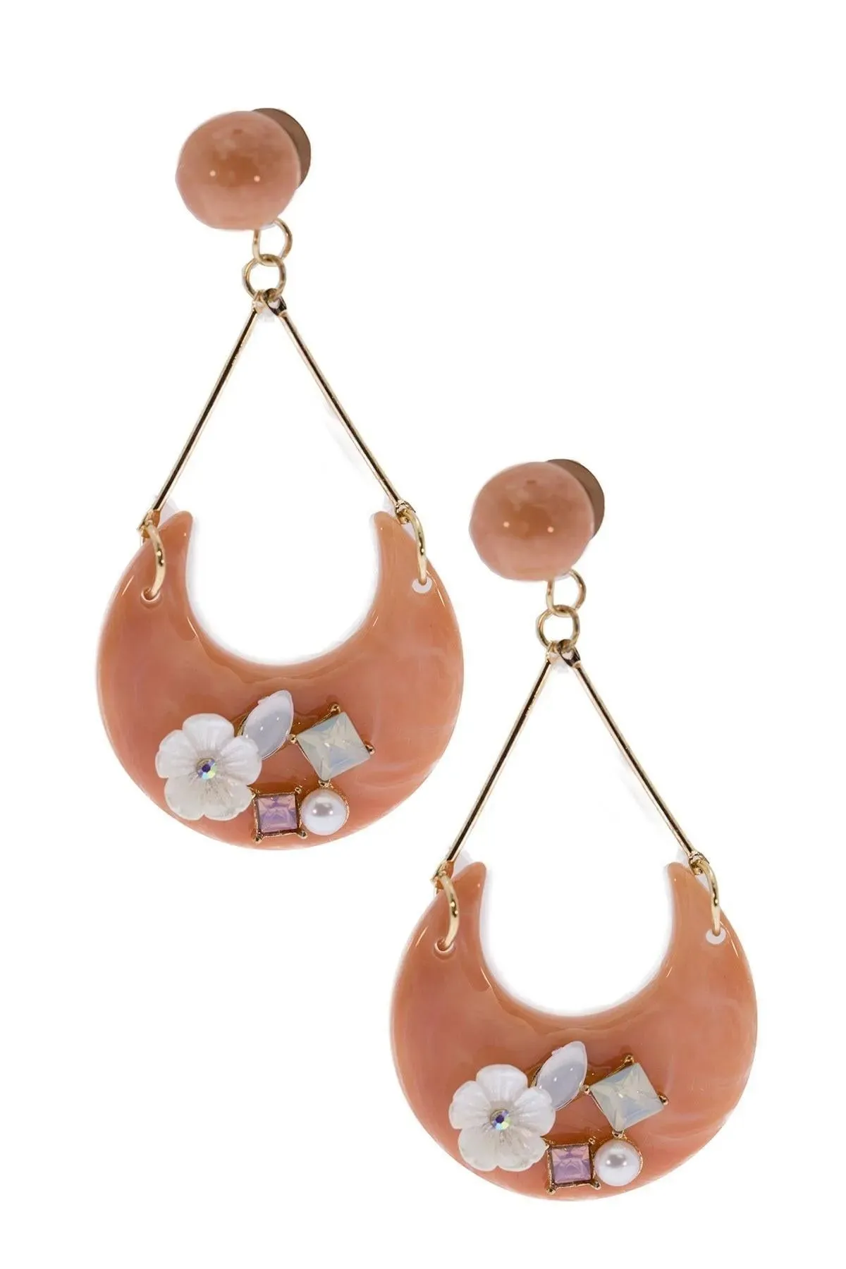 Peach Drop Crystal Earrings