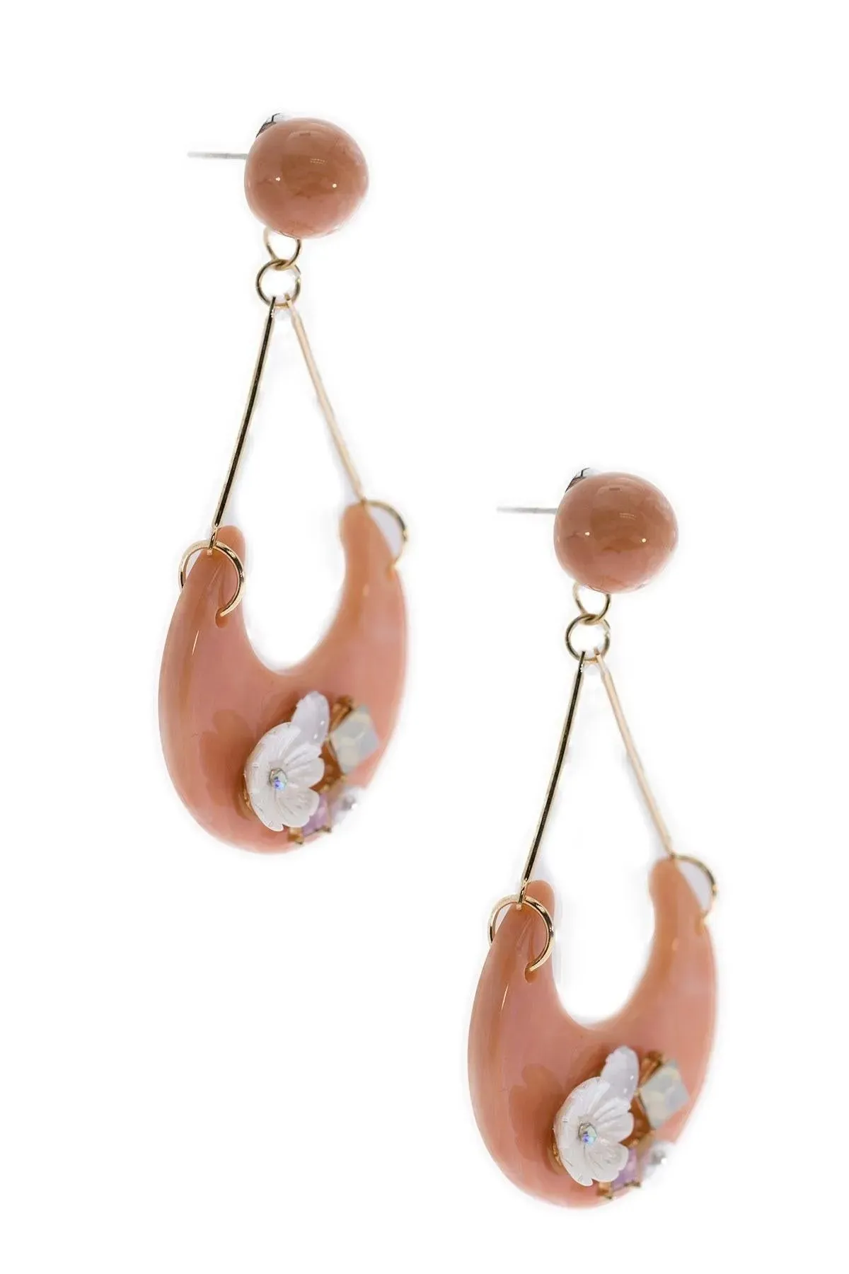 Peach Drop Crystal Earrings