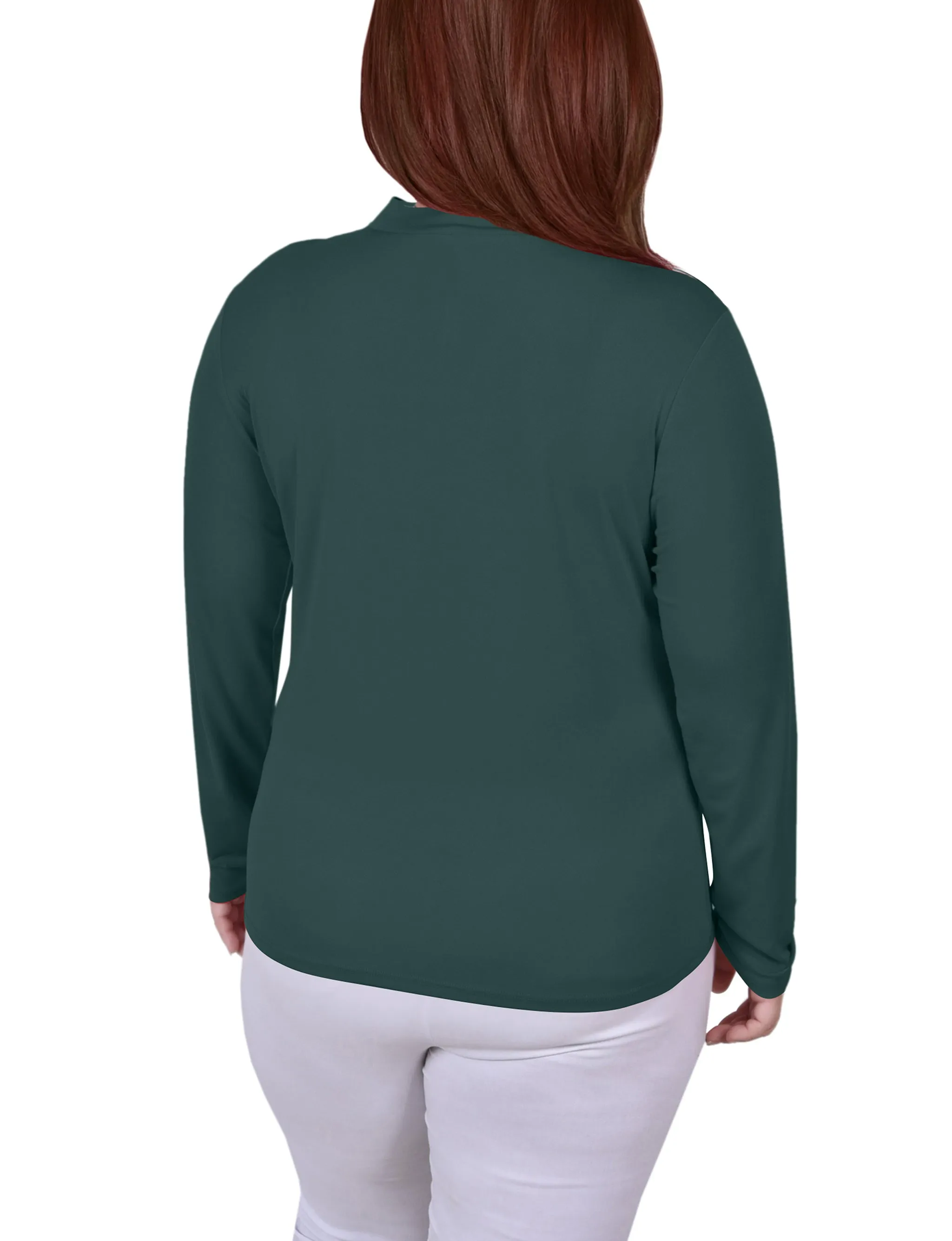 Plus Size Long Sleeve Studded Mock Neck Top