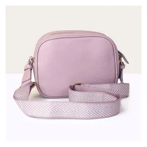 POM Soft Lilac Vegan Leather Camera Bag With Chevron Strap