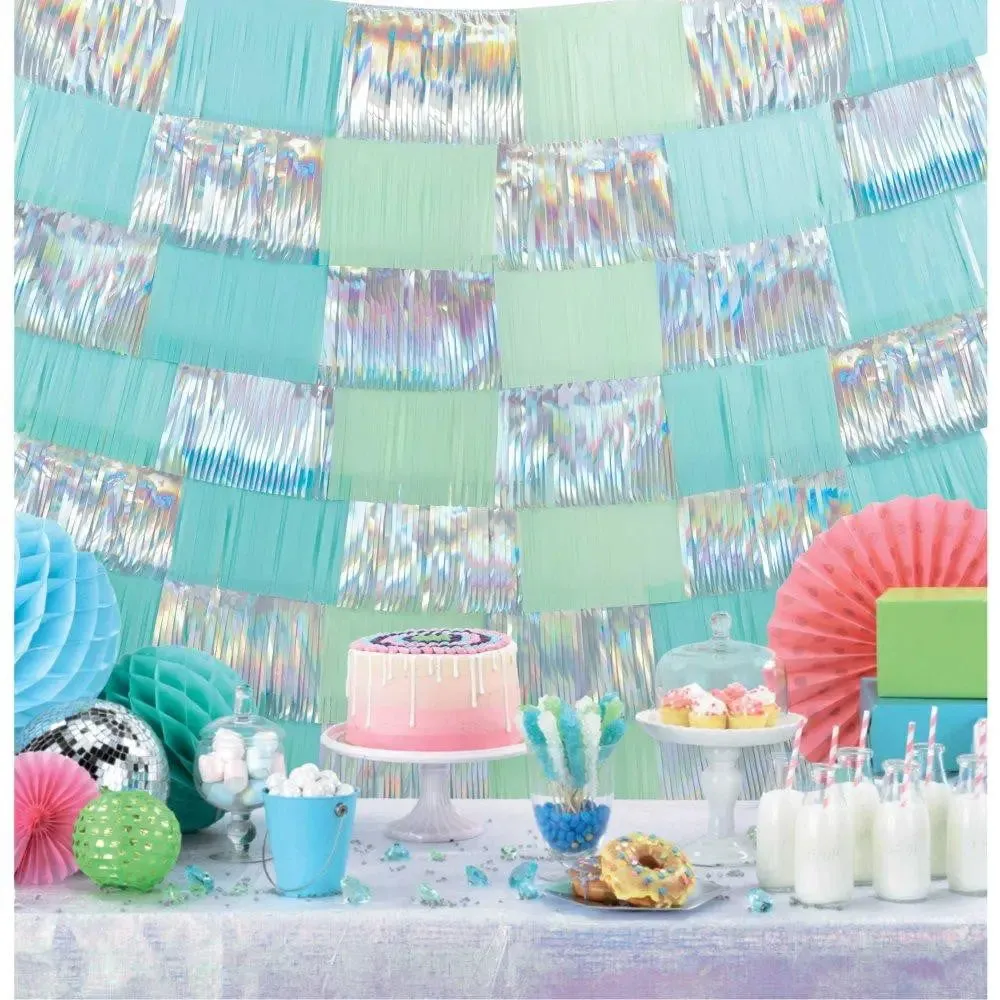 Shimmering Party Iridescent Fringe Decoration - Blue