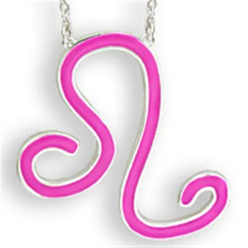 Silver Brass Chain Pendant with Epoxy in Rose for Women Style SNK06PINK