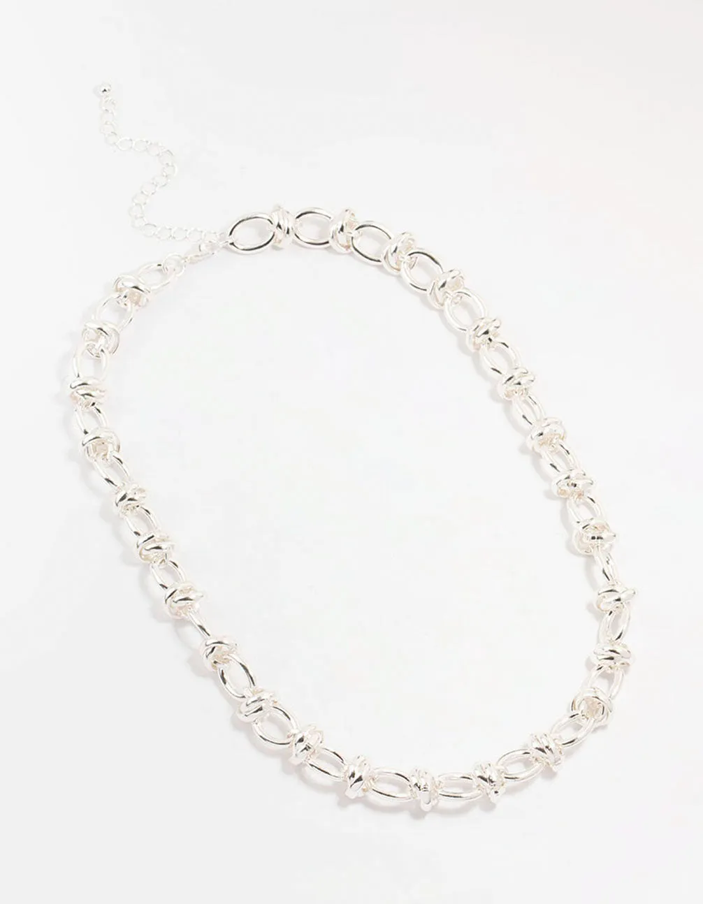 Silver Plated Knotted Chain Necklace