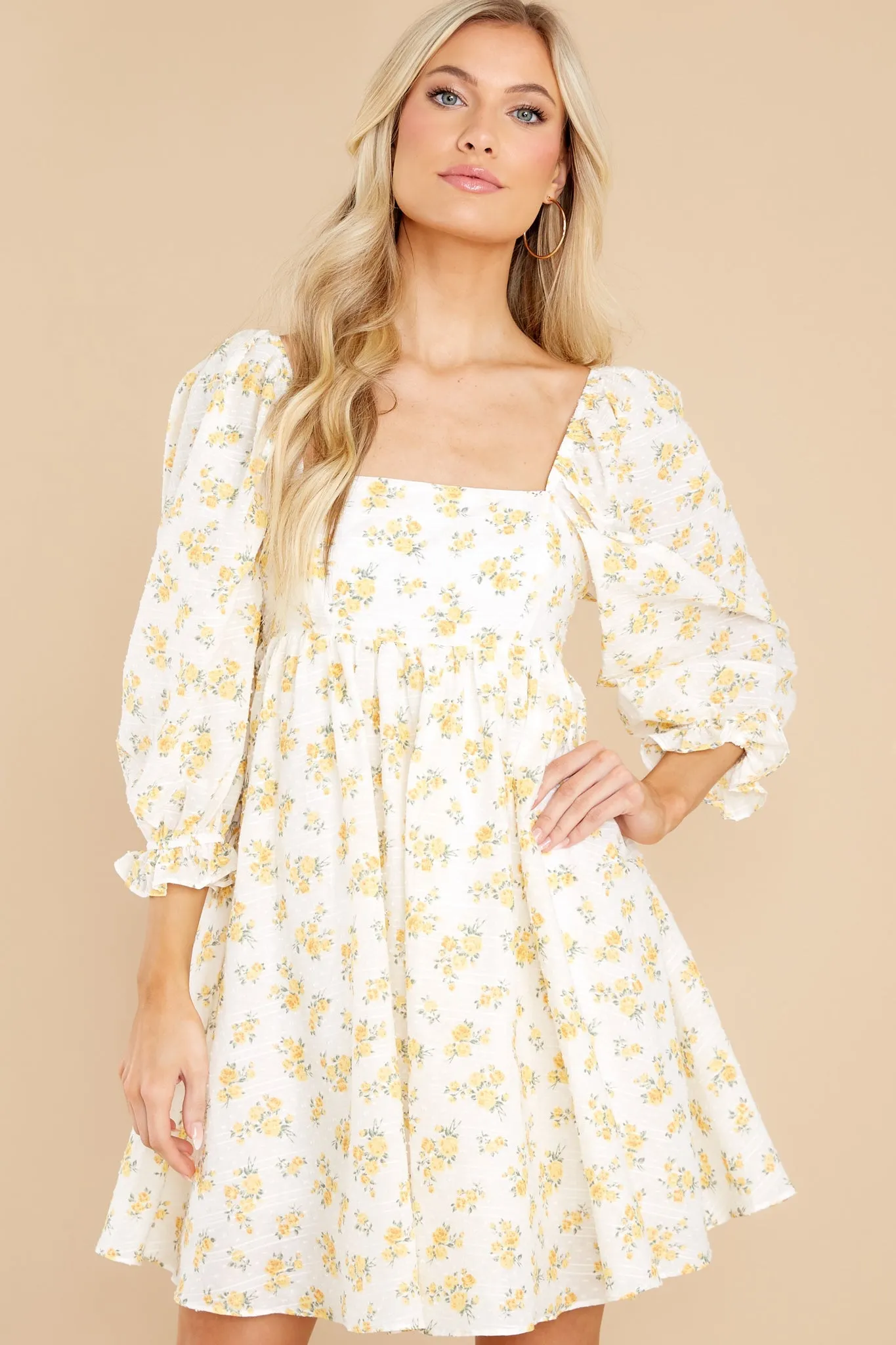 Something's Getting Started Yellow Floral Print Dress