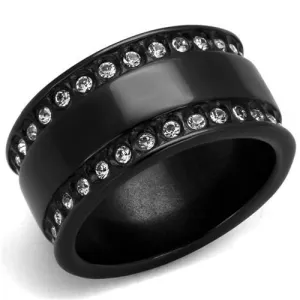 Stainless Steel Ring Top GRD Crystal Clear TK2195 for Women Style BlackIon