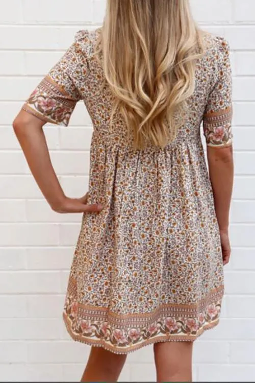 Tassels Floral Print Mini Dress