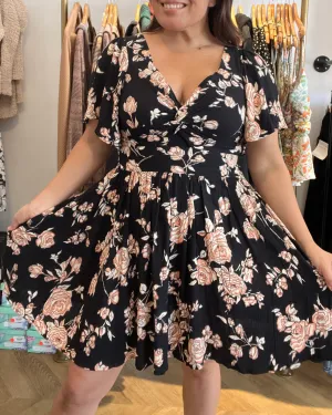 Twist Front Floral Dress