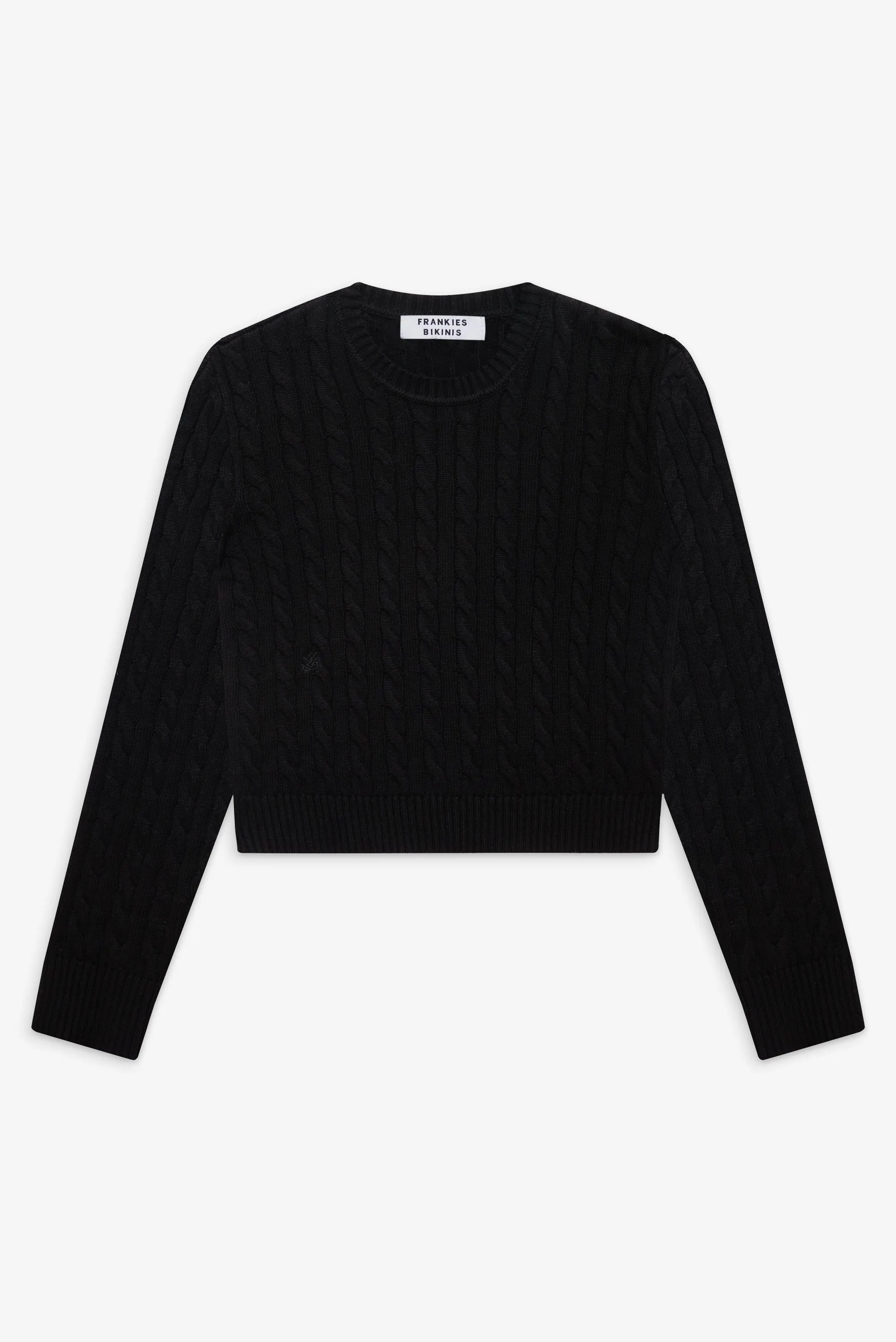 Varsity Cable Knit Sweater - Black