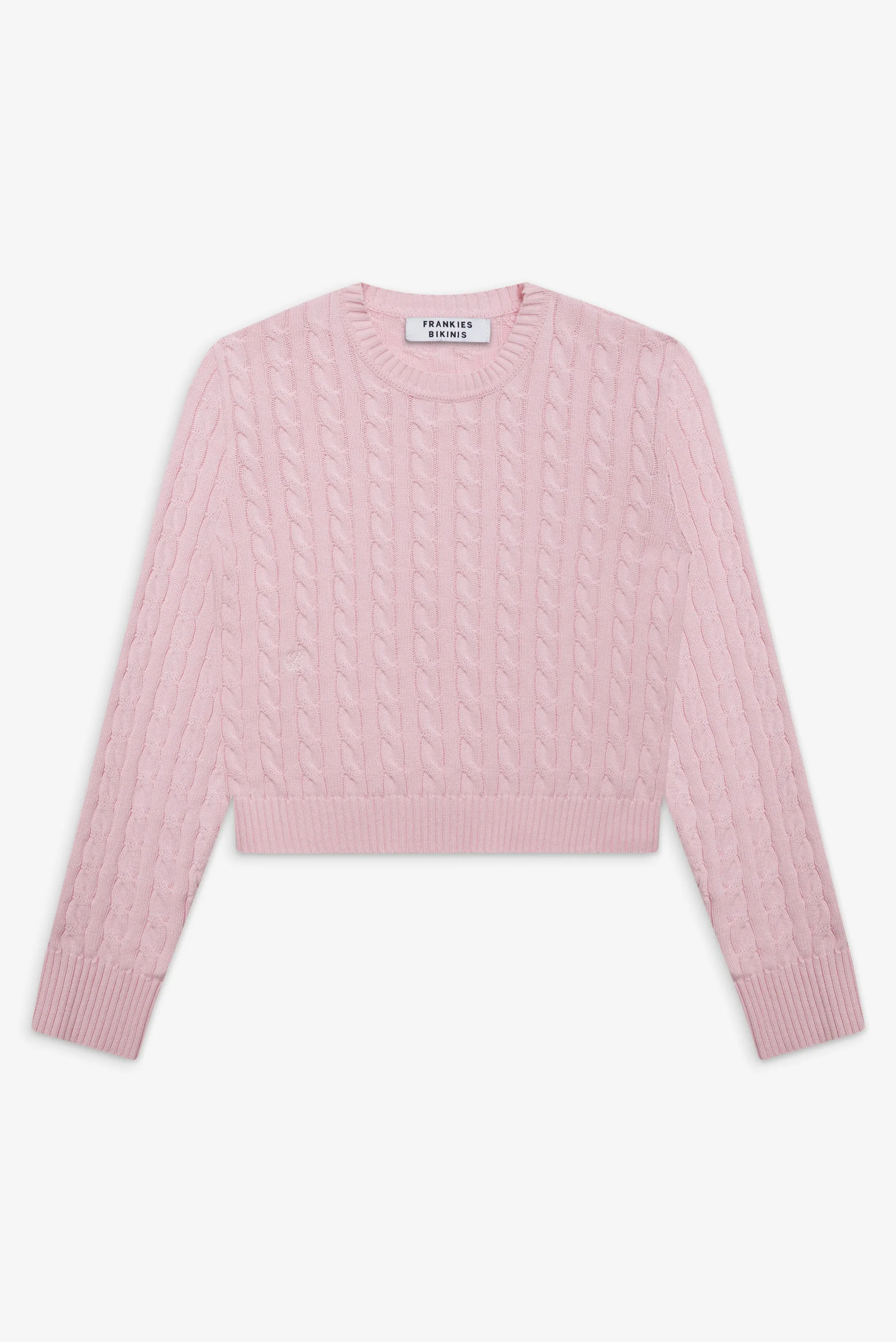 Varsity Cable Knit Sweater - Cozy Pink