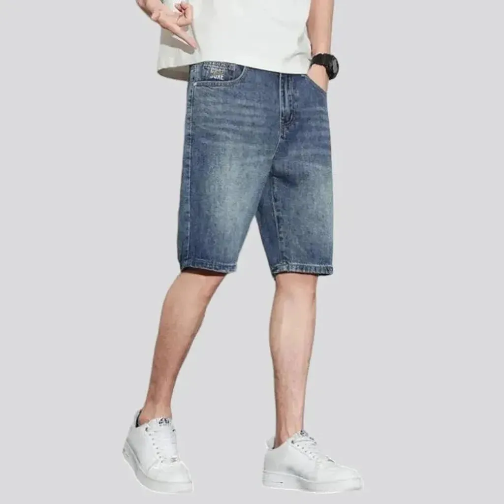 Vintage whiskered denim shorts for men