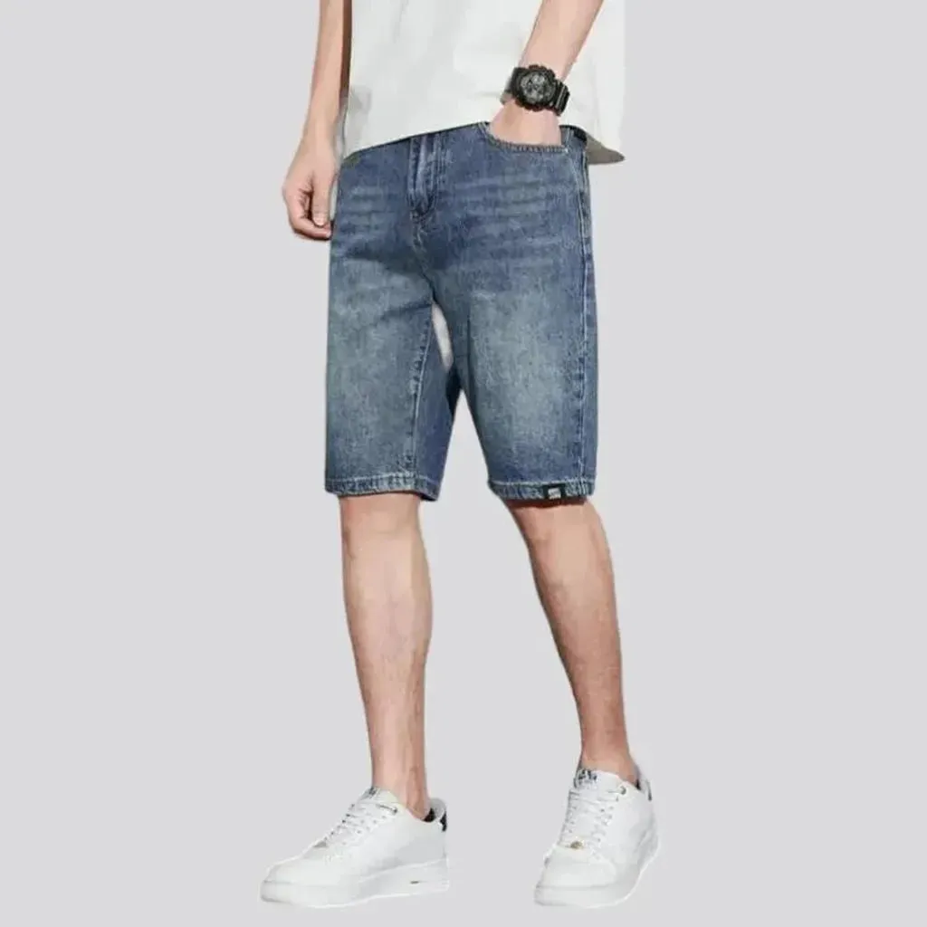 Vintage whiskered denim shorts for men