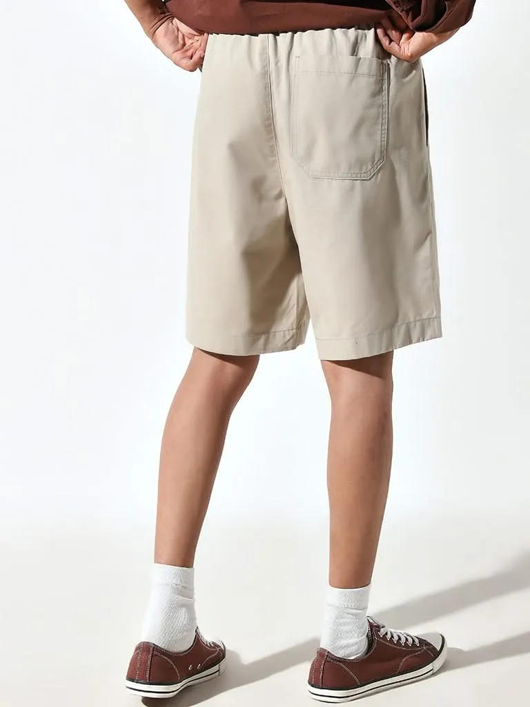 WES Lounge Taupe Mid-Rise Relaxed Fit Shorts