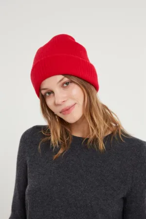 White   Warren - Plush Rib Beanie in Fire