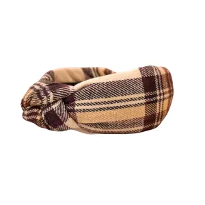 Willow Preppy Brown Flannel Knotted Headband