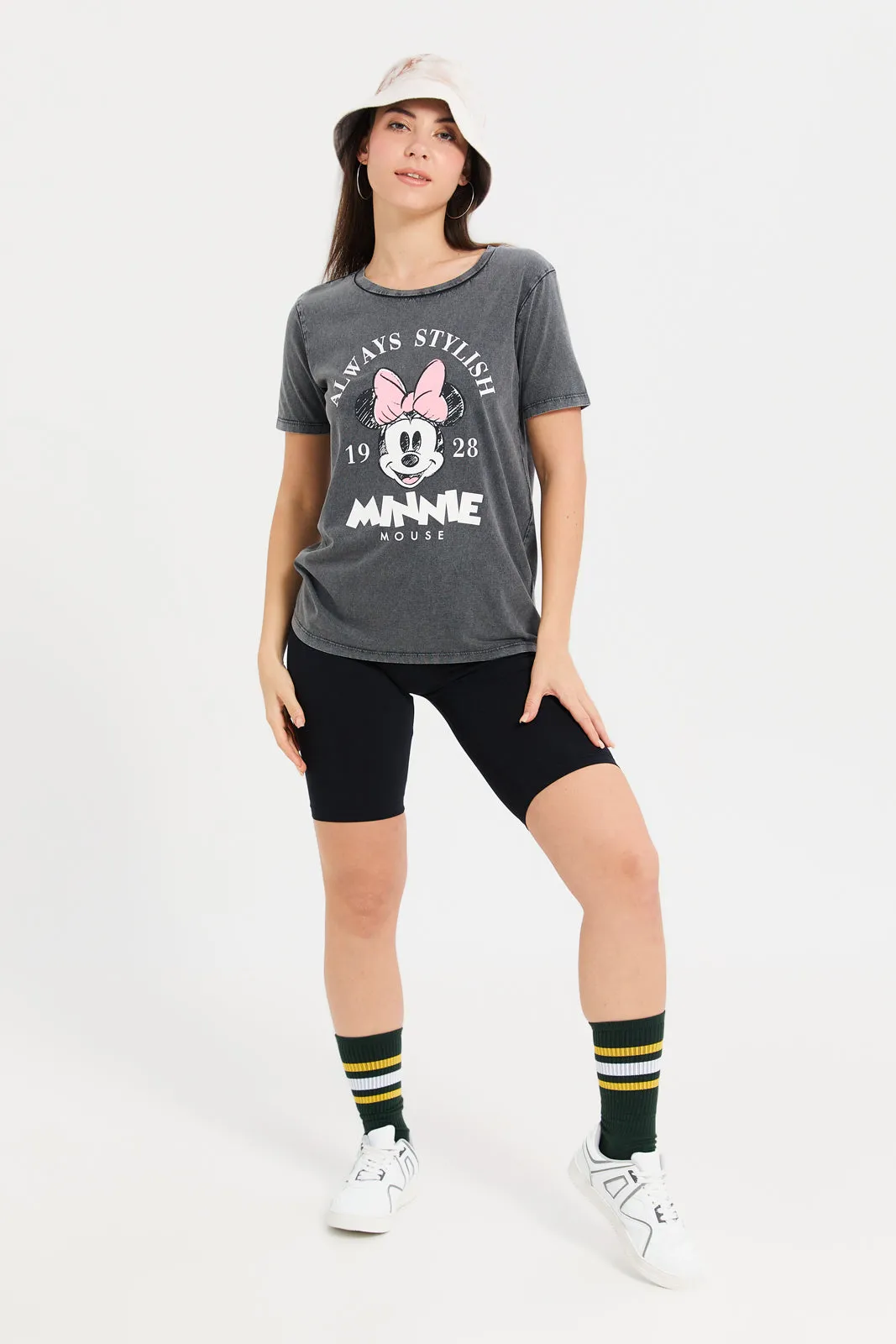 Women Charcoal Minnie Printed T-Shirt