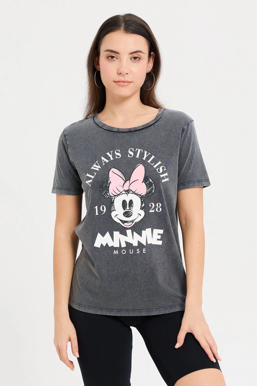 Women Charcoal Minnie Printed T-Shirt