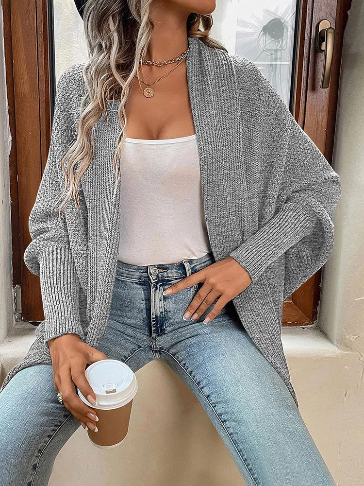 Women Oversized Chunky Wrap Batwing Sleeve Open Front Outwear Coat