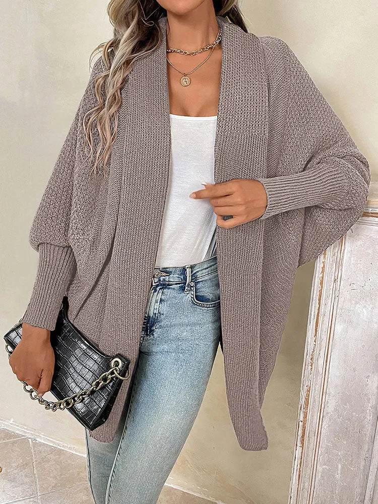 Women Oversized Chunky Wrap Batwing Sleeve Open Front Outwear Coat