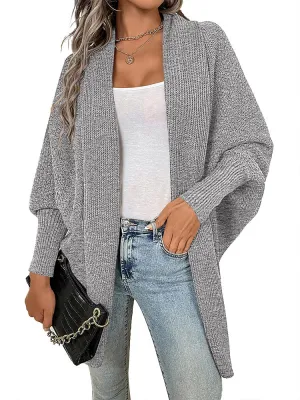 Women Oversized Chunky Wrap Batwing Sleeve Open Front Outwear Coat